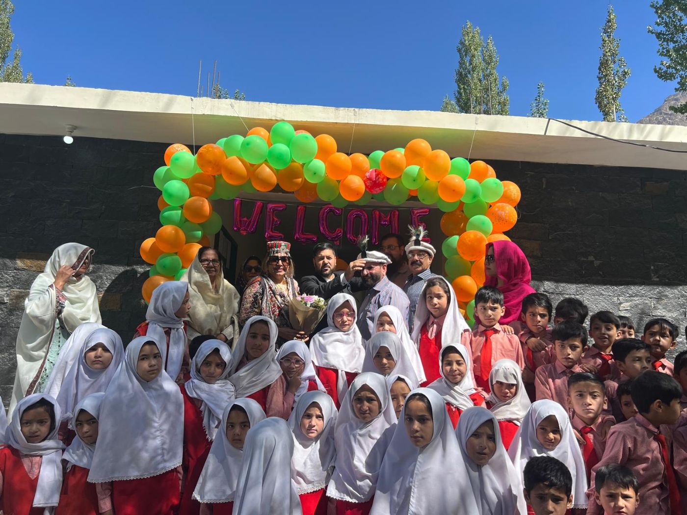 Pupils and guests at the school's inauguration, September 2025